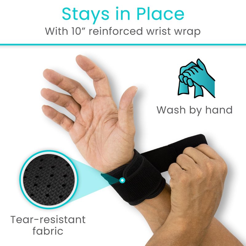 Vive Wrist Support Wrap (2 Pack) - Band for Tennis, Working Out, Golf & Sports - Adjustable Compression Strap for Tendonitis, Carpal Tunnel & Arthritis - Men & Women Protector Guards for Weightlifting
