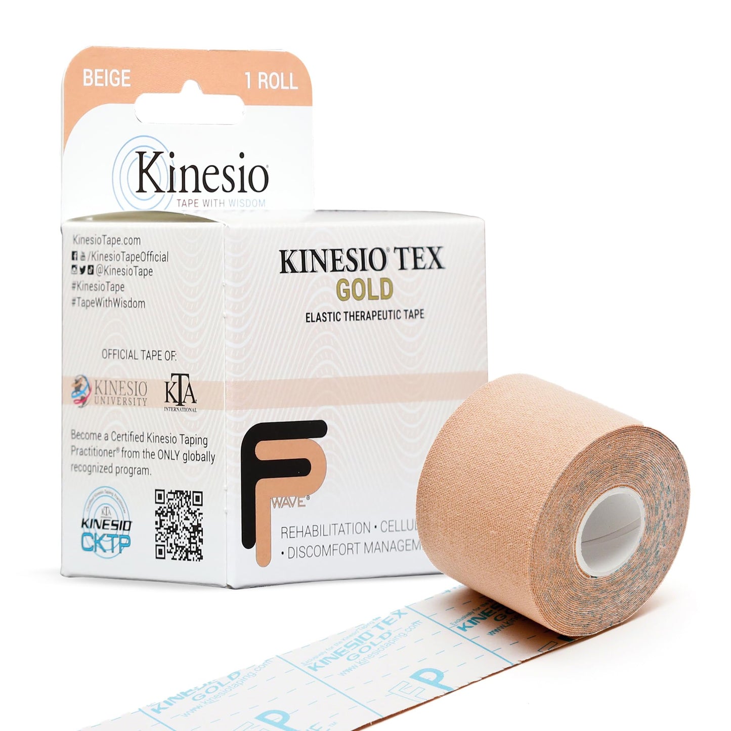 Kinesio Taping - Elastic Therapeutic Athletic Tape Tex Gold FP - Beige – 2 in. x 16.4 ft