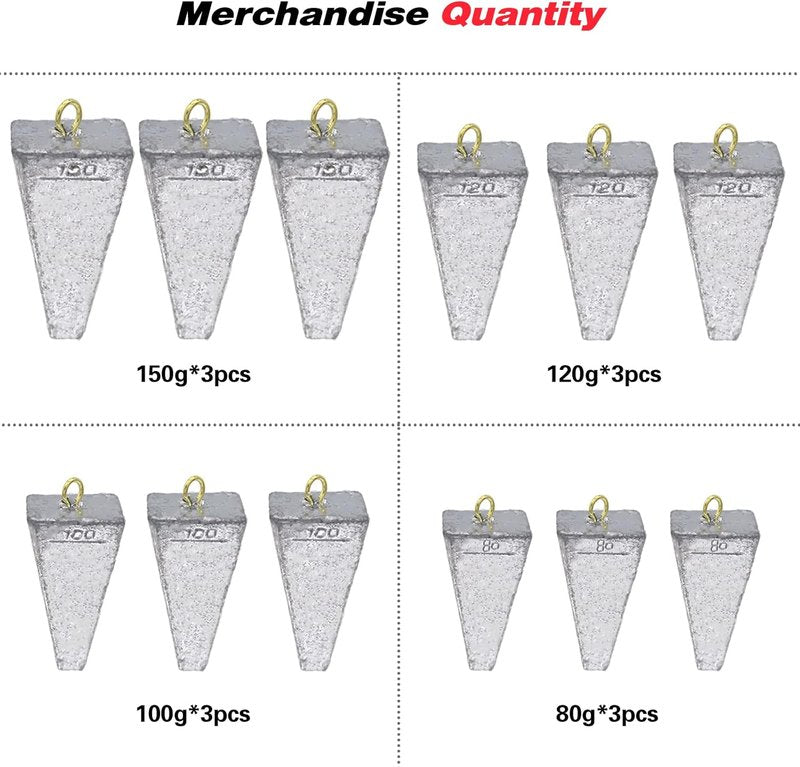 Pyramid Fishing Weights - 3pcs Bullet Sinkers for Saltwater & Freshwater Fishing
