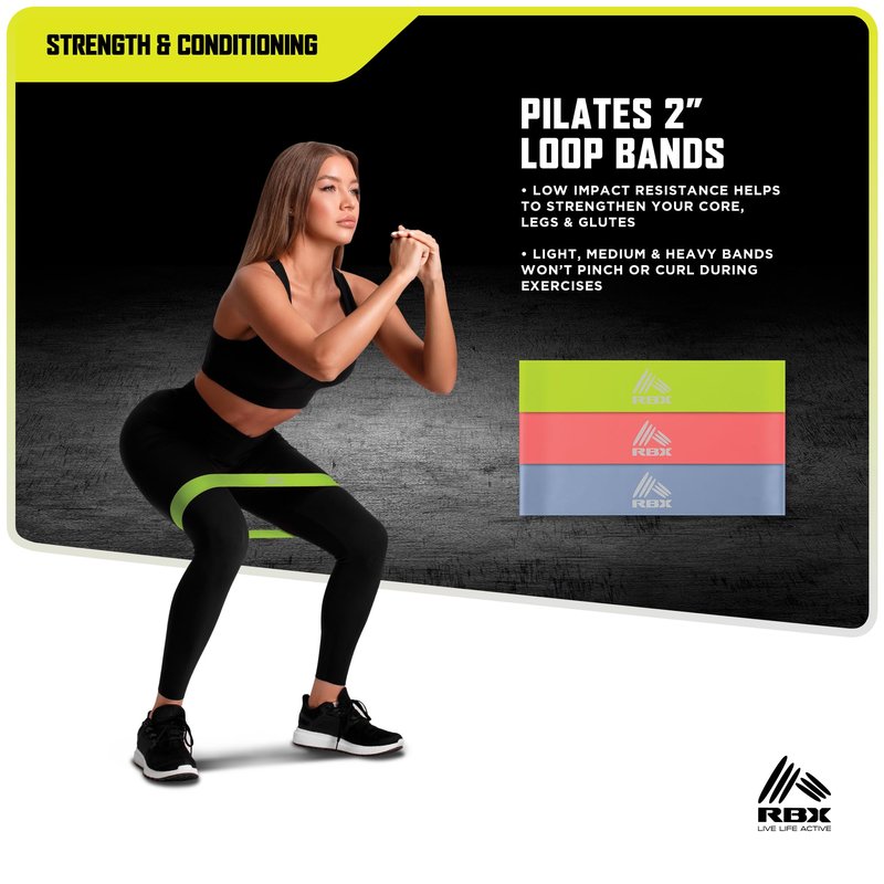 RBX 5 Piece Home Gym Workout Kit - Light, Medium, Heavy Resistance Bands, Figure 8 Resistance Tube, Pilates Core Sliders & Carry Bag