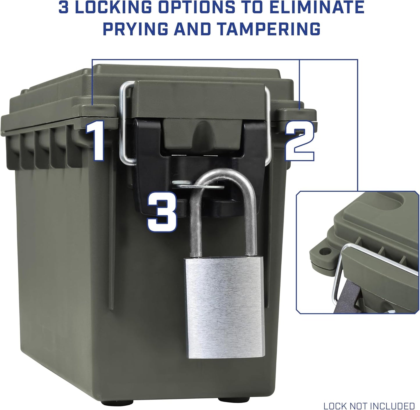 Sheffield Ammo Storage Box - Stackable .30 Cal Field Boxes | Water & Dust Resistant, Lockable, Green, 4-Pack