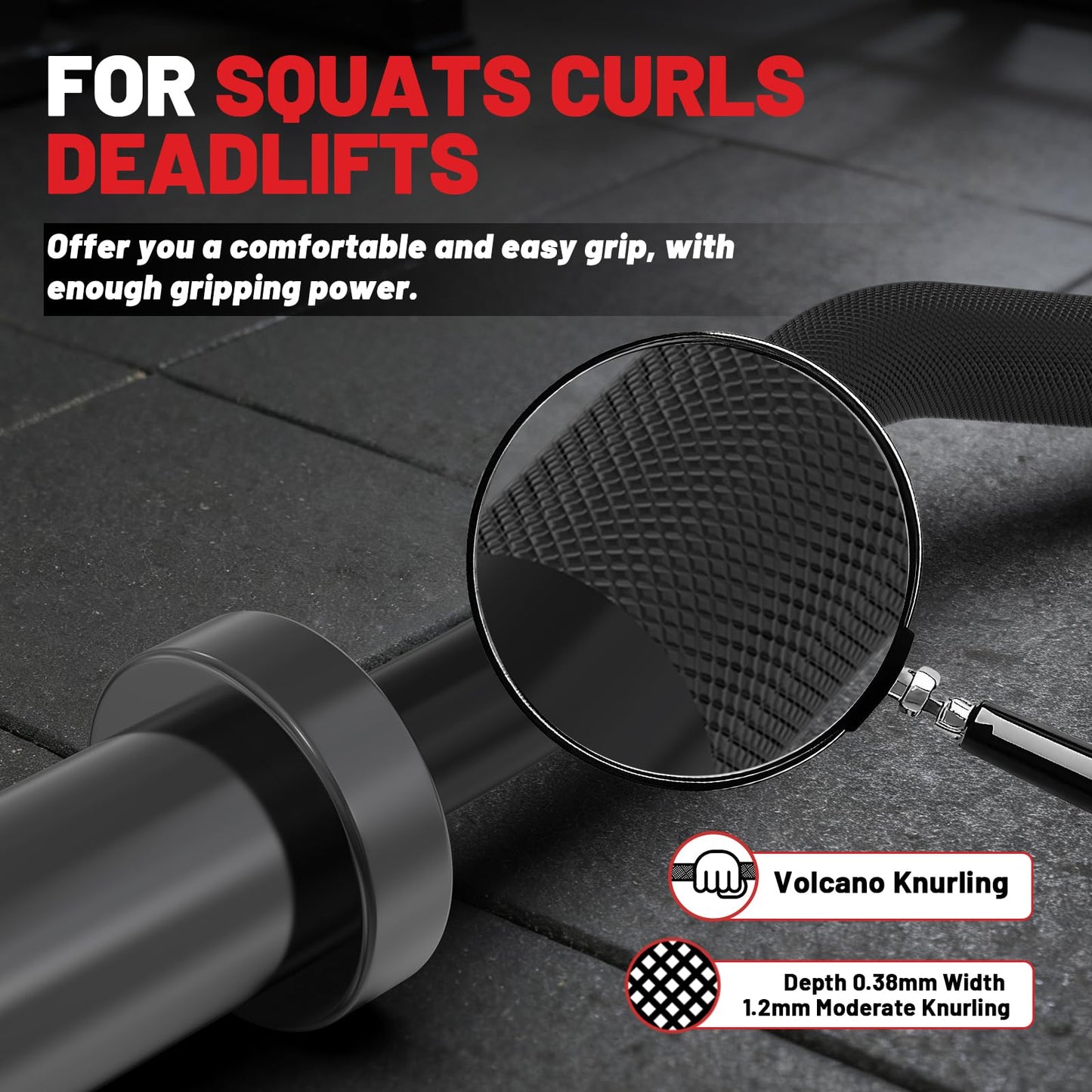 PAPABABE Olympic Barbell, 4ft/4.9ft/6ft/6.2ft Short Barbell for Strength Training and Technique Adjusting, 2 inch Olympic Bar with Volcano Knurling Spin Sleeves Comfortable Grip for Bench Press Curls Deadlifts Home Gym Beginner (4FT Curl Bar)