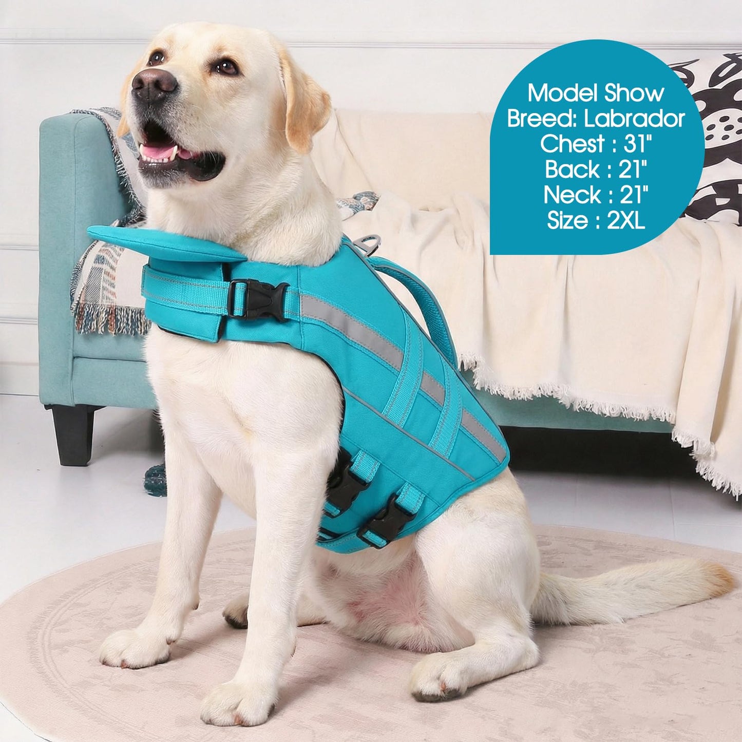 Dog Life Jacket Dog Life Vest for Swimming Boating with Front Chin Float