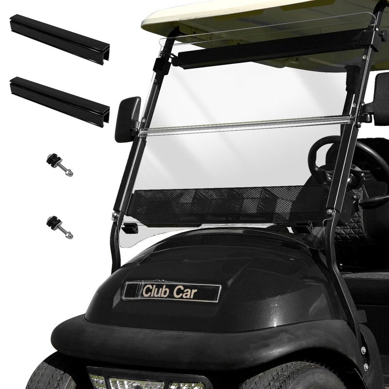 HANGKUNNEE Clear Club Car Windshield Replacement, Golf Cart Windshield Club Car DS, DS 2000.5-UP Foldable Golf Cart Front Windshield with Clear UV Protection Impact Resistant