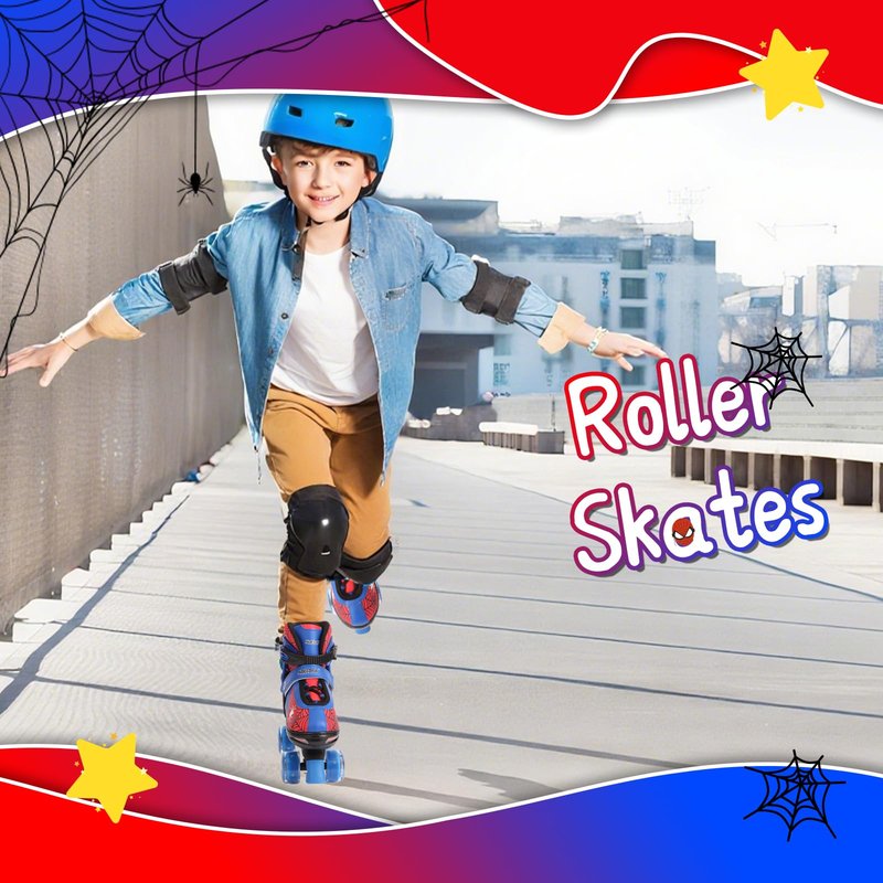 Nattork Kids Roller Skates for Boys Girls, 4 Sizes Adjustable Quad Skates with Light up Wheels,Birthday Gift for Boys Kids Beginners Indoor Outdoor Blue S