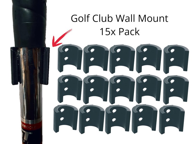 Golf Club Wall Mount Holders – Sleek Modern Design, Heavy-Duty, Golfer Gifts, Golf Club Organization, Golf Club Display, Golfer Essentials, Unisex Design, Matte Black, Made in Texas by Vets, 15 ct