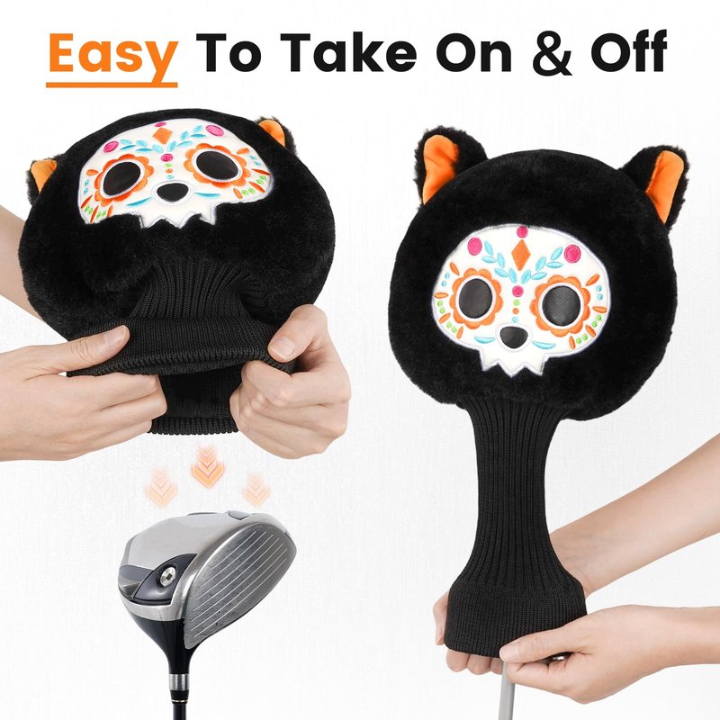 Craftsman Golf Club Cover Sugar Skull Cat Driver Headcover Golf Head Cover for Driver Day of The Dead Golf Club Head Cover Golf Gift