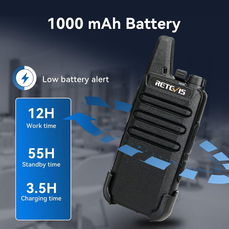 Retevis RT22 Walkie Talkies - Mini Rechargeable Two-Way Radio | Long Range, Portable for Business & School (20 Pack, Black)