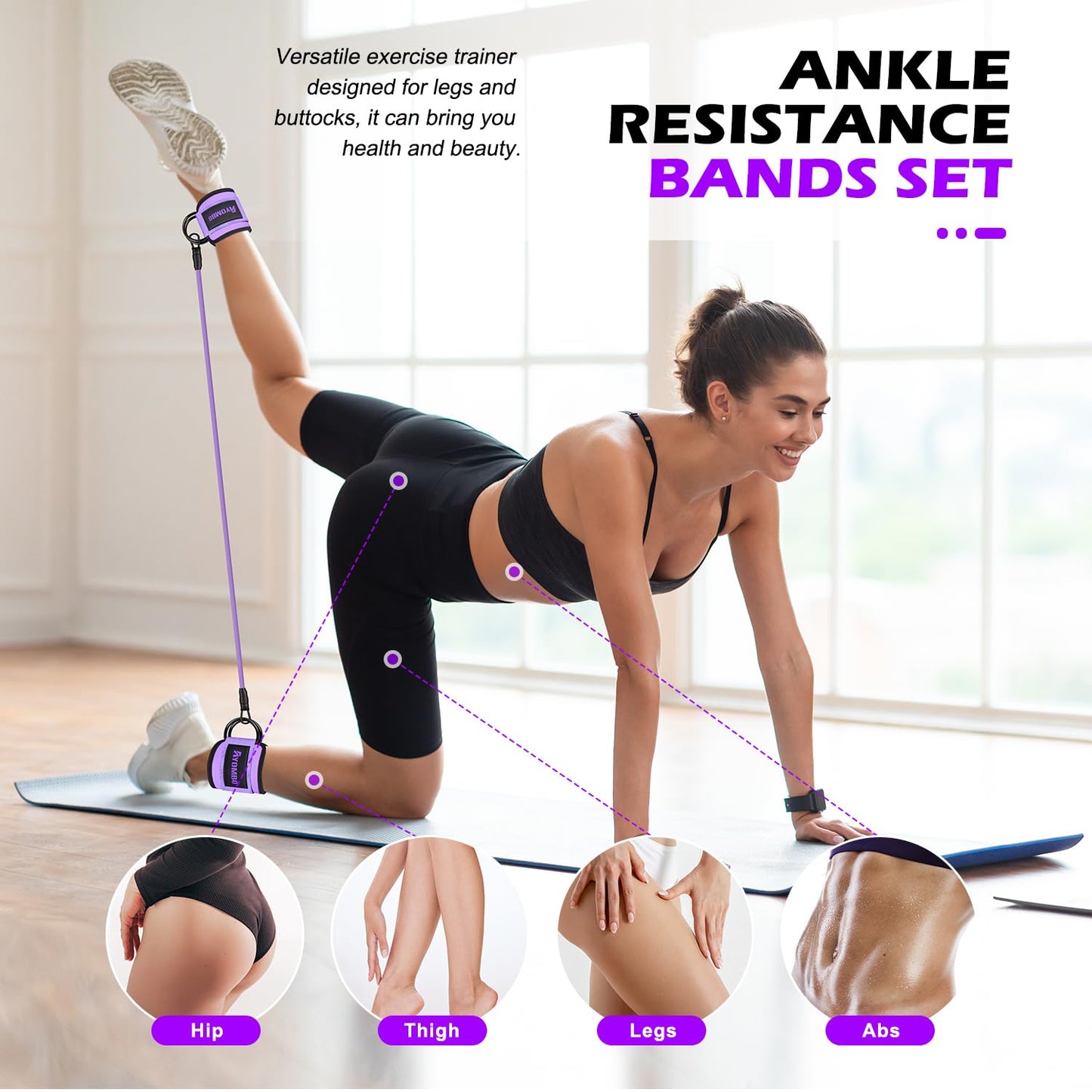 Ankle Resistance Bands with Cuffs, Glutes Workout Equipment for Women, Leg and Butt Exercise Bands for Effective Training and Toning, Home Gym Fitness Equipment