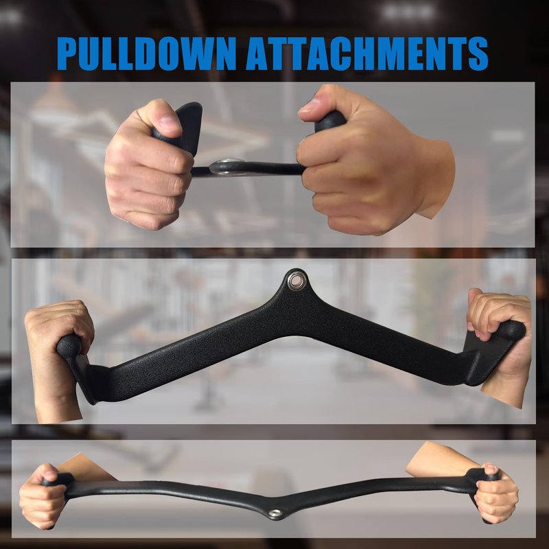 BLUSLM LAT Pulldown Attachments, LAT Bar Cable Machine Attachment,T-bar V-bar, LAT Pull Down Bars, Back Tricep Bar Strength Training Handle for Home Gym Fitness (Style 03)