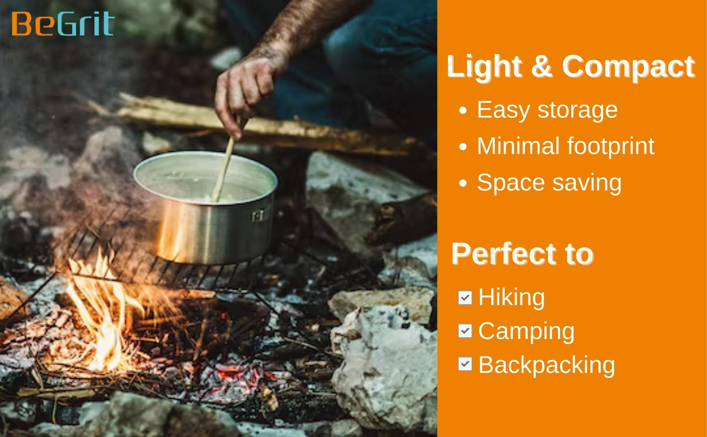 BeGrit Backpacking Camping Cookware Mini Picnic Camping Cooking Mess Kit with Pot and Pan Set for Hiking 4pcs Set