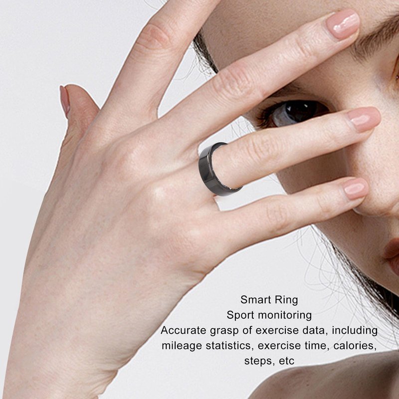 Fitness Tracker Ring, Smart Ring with Step Counter Calorie Tracking Multiple Sport Modes Remote Care for Men Women (Black 9)