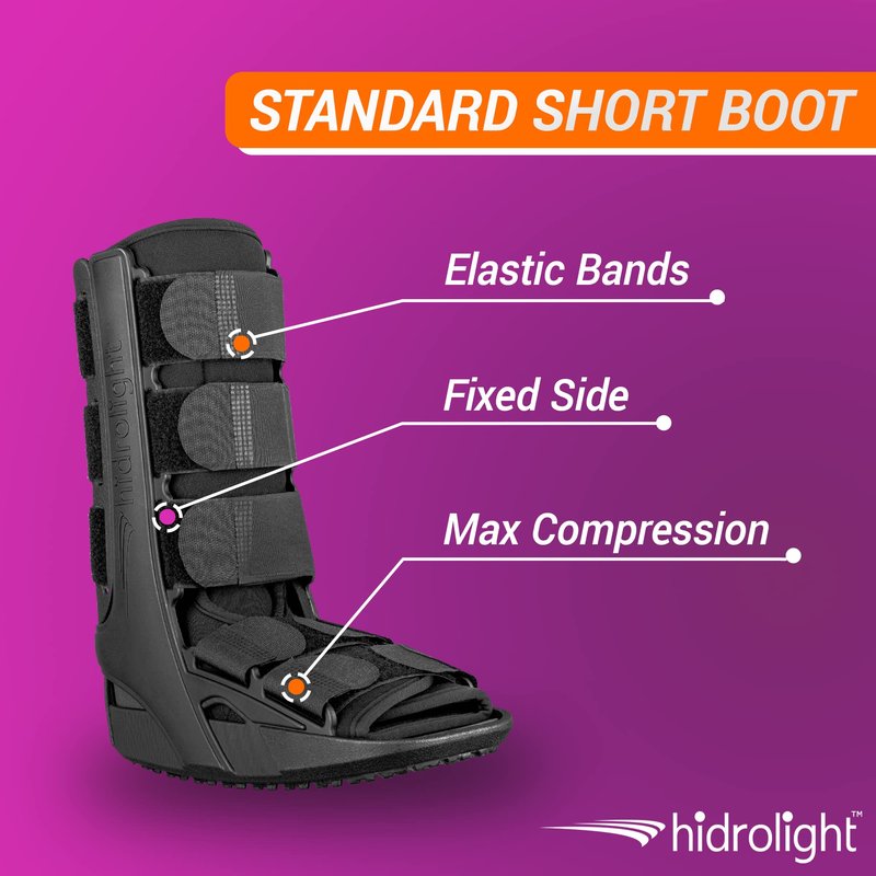 HIDROLIGHT Short Walking Boot – Adjustable Ankle Brace for Foot and Ankle Support – Fits Left and Right – Black, M