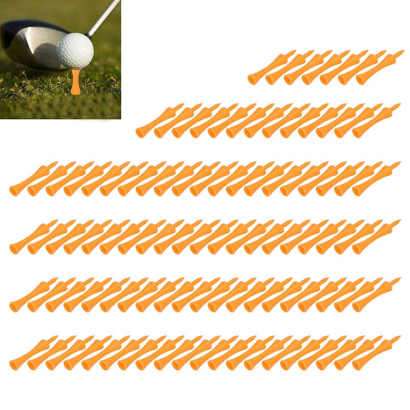 Headerbs 100Pcs 70mm Orange Plastic Tees Set Lightweight Small Portable Trapezoidal Tees for Outdoor Trianing