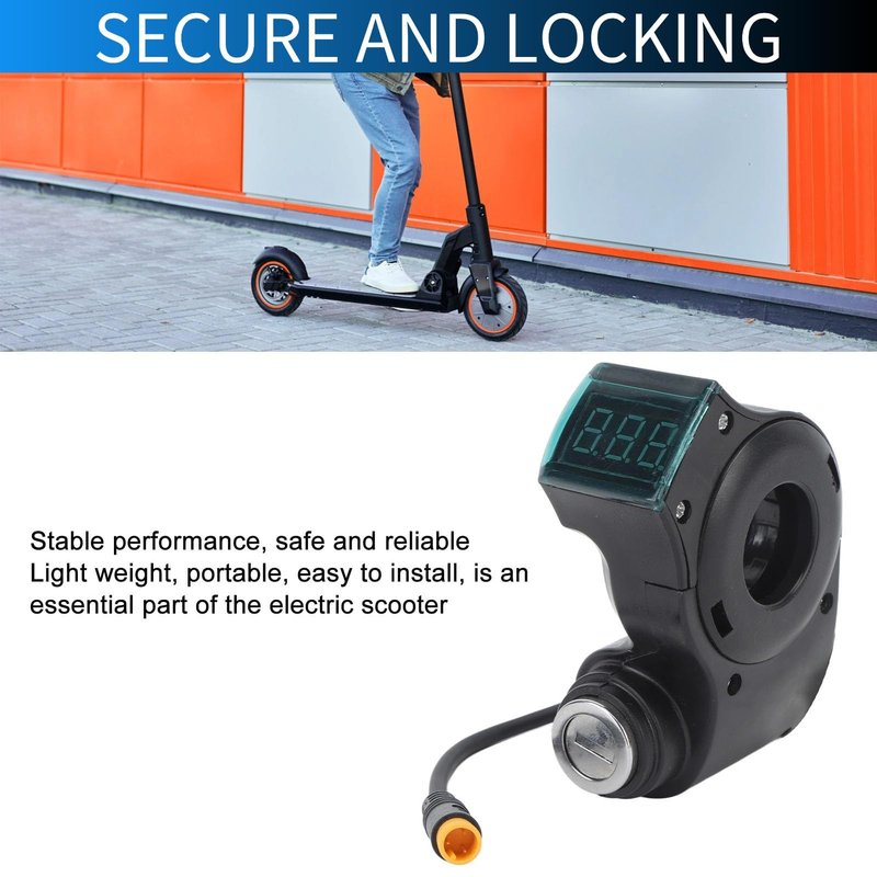 Electric Scooter Handlebar Switch Lock, 10 Inch 3 Pin Digital Battery Power Display Switch Lock with Keys for G2 Pro Replacement