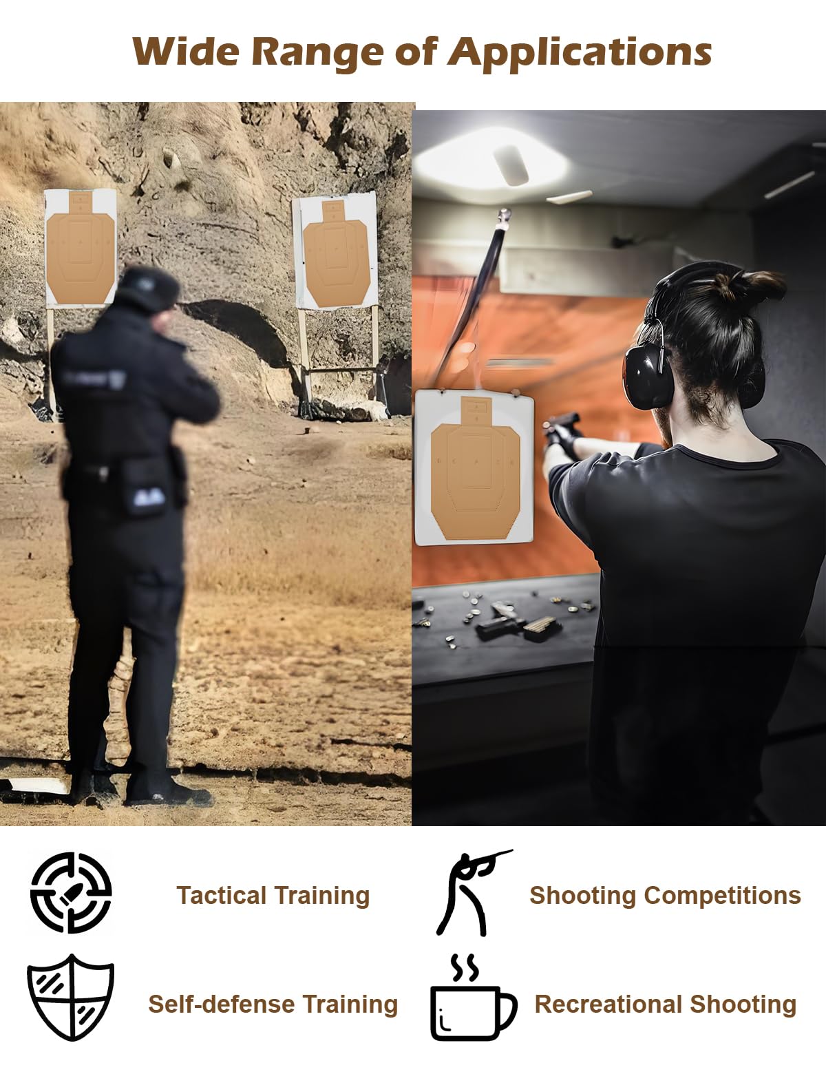 LAKINGO Cardboard Targets for Shooting, 30x18in Classic Silhouette Target with 1000 Pcs Square Target Pasters, Tactical Training