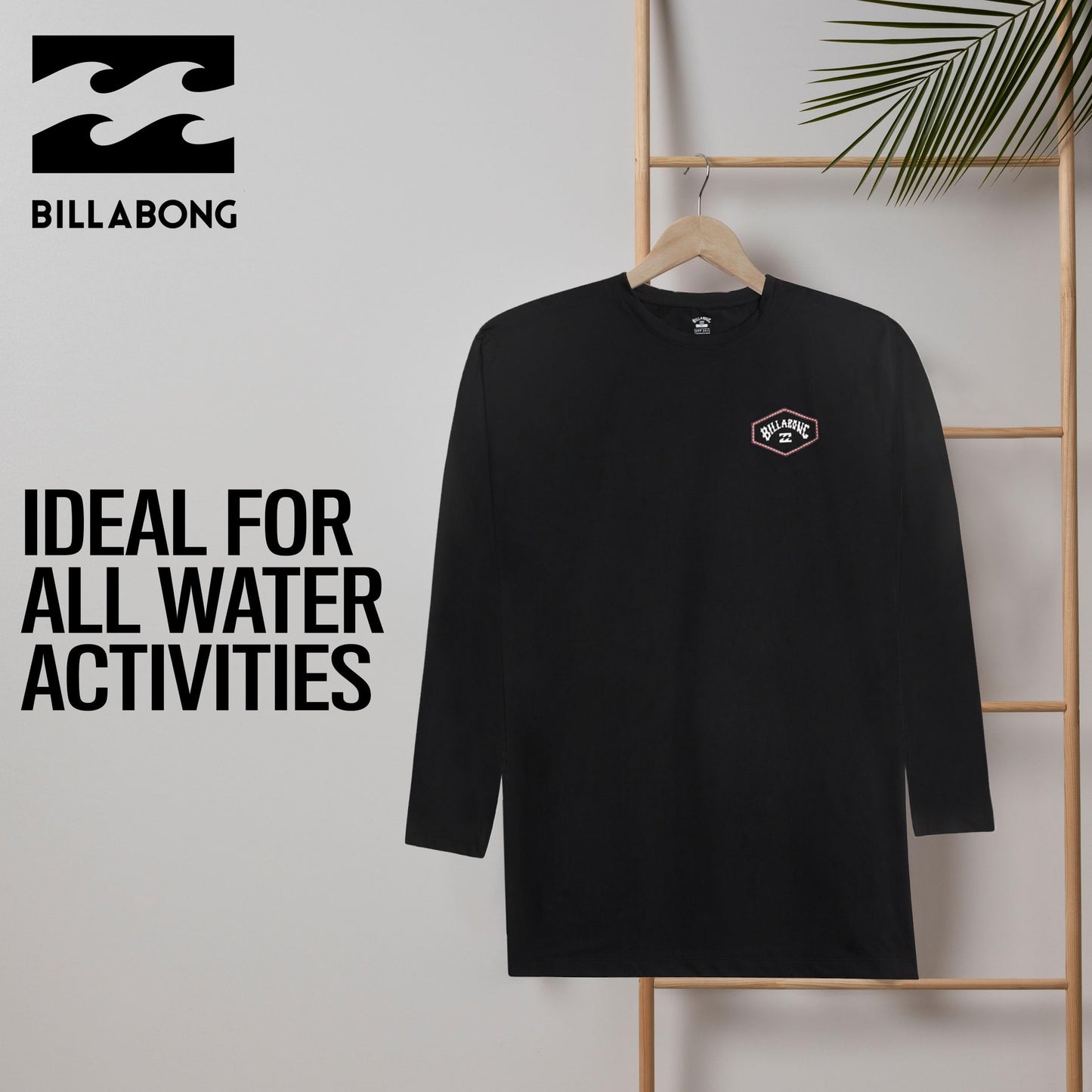 Billabong Rash Guard for Men UPF 50+ Big and Tall Swim Long & Short Sleeve Shirt Black