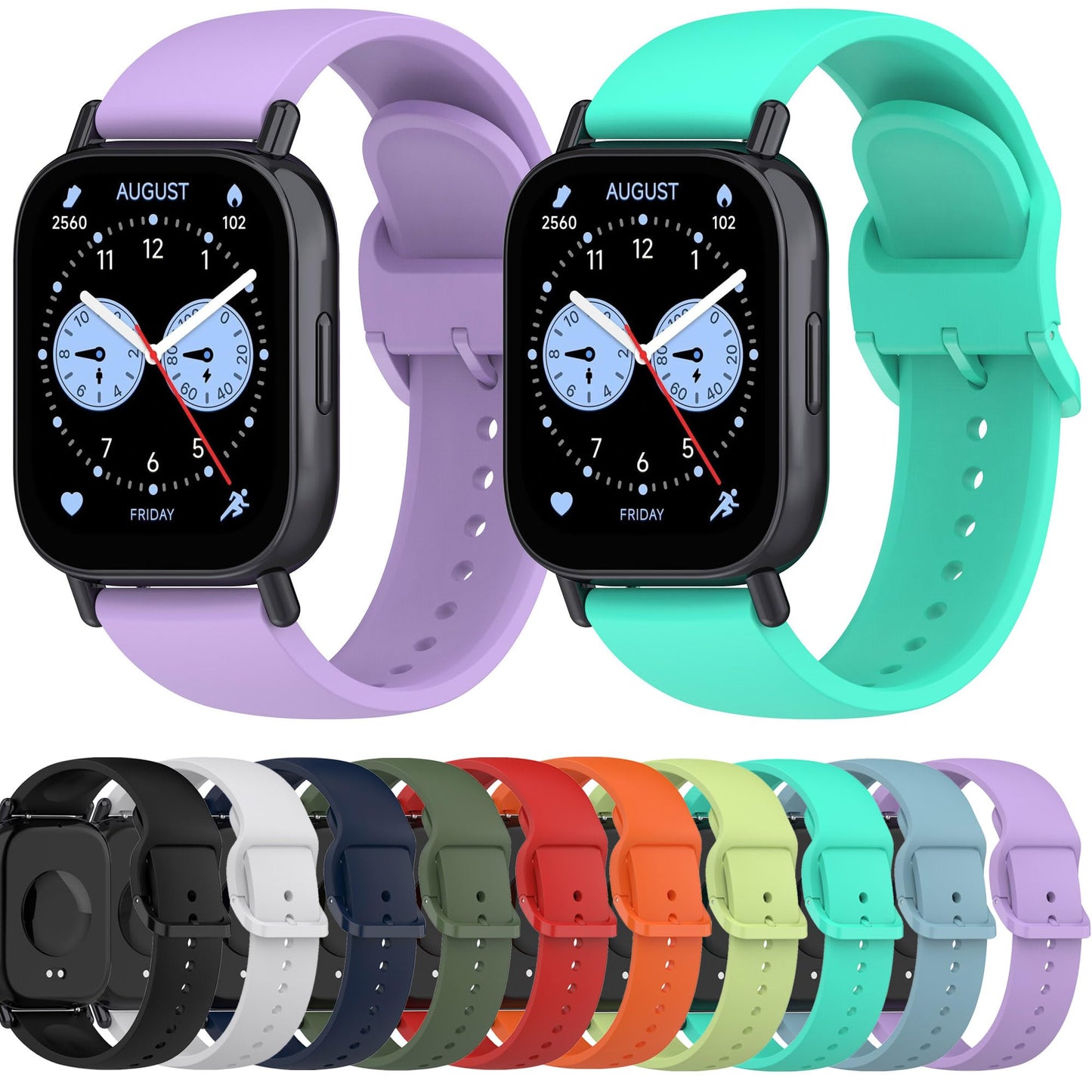 FoundEast Compatible with Spade Health Smartwatch 4 Band, Adjustable Colourful Silicone Sport Replacement Band for Health Smartwatch 4 Spade (10-Pack)