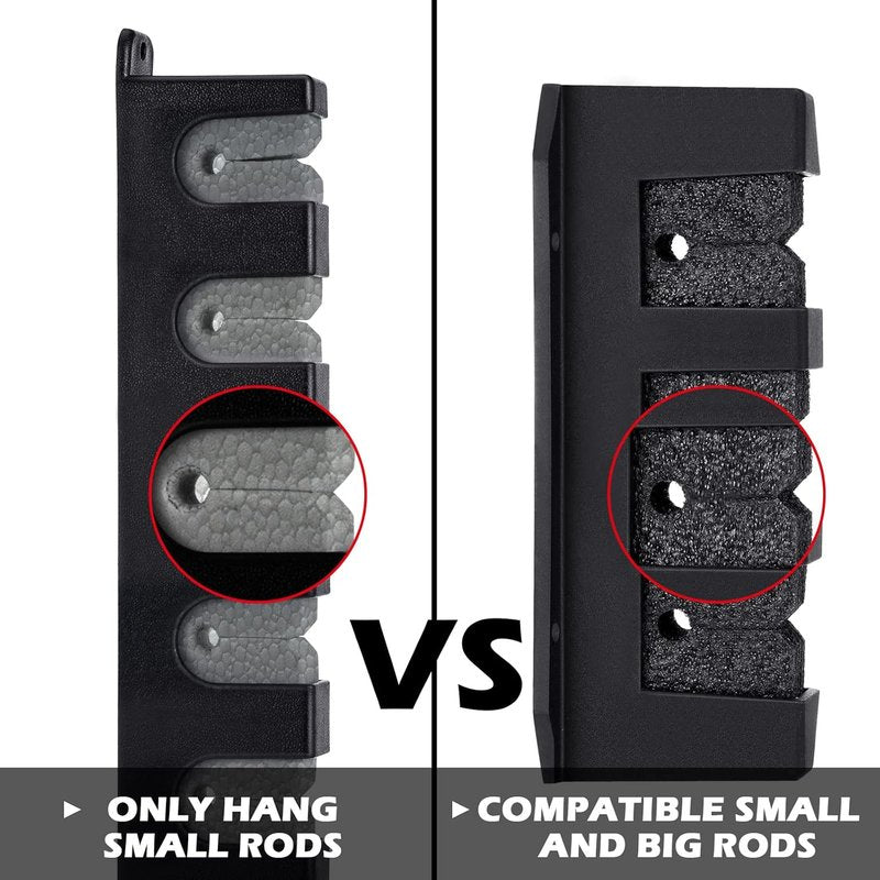 Fishing Rod Holder Wall Mount - 2 Pcs Black Horizontal Rack for Boats | Garage Storage Solution