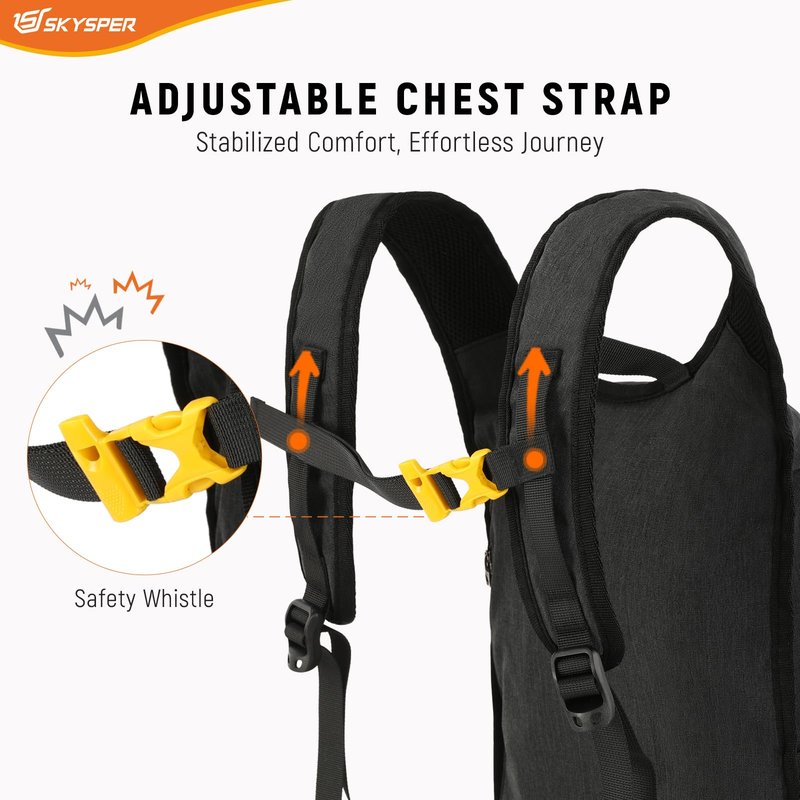 SKYSPER 20L Foldable Hiking Backpack Lightweight Packable Travel Daypack with Chest Strap Small Outdoor Folding Back Pack Collapsible Bag for Women Men (Black)