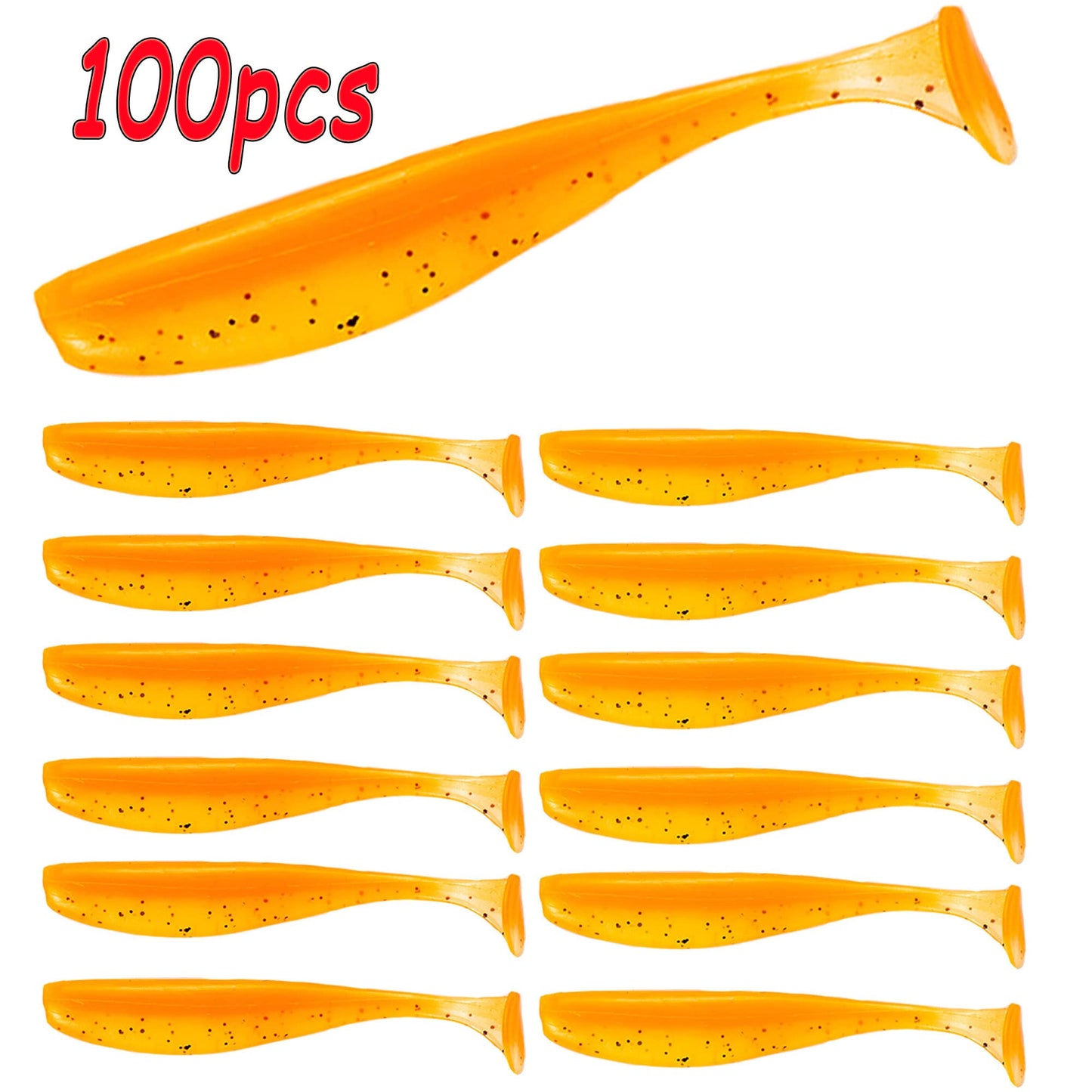 100 Pcs Fishing Soft Bait Swimbaits Lures Soft Plastic Fishing Lures Swim Baits Bass Lures (C)