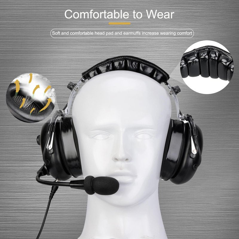 Retevis Noise Reduction Walkie Talkie Headset,Elastic Metal Bracket Racing Headset,for RT21 RT68 RA89, Compatible with Baofeng UV-5R 5RM Pxton PX-777S Radio,Two Way Radio Headset with Mic(1 Pack)