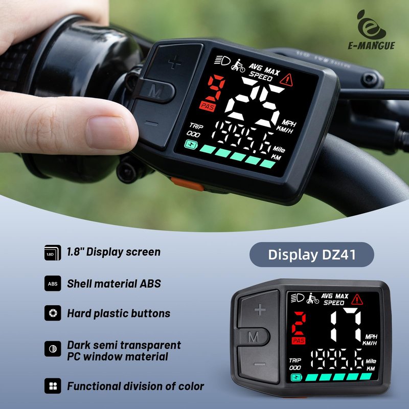 BAFANG 5 Pin Male Ebike Display for Bafang CAN Protocol Motors, Ebike Speedometer Bike Computer with 0-9 PAS, DZ41 (M620, M600, M560, M510, M420 mid Drive Motors), DC 24V-48V