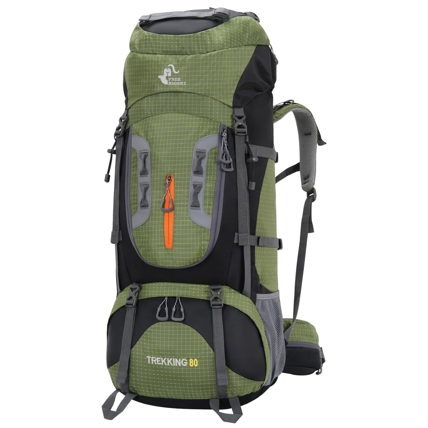 Bseash 80L Waterproof Hiking Camping Backpack with Rain Cover, Lightweight Outdoor Sport Travel Daypack for Climbing Touring (Army Green)