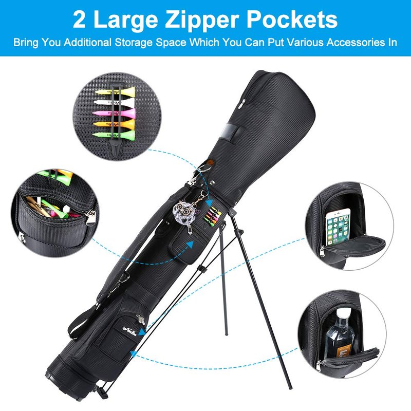 Golf Bag with Stand, Golf Carry Bag with Travel Shoulder, Lightweight Golf Bag for Men Women，Golf Stand Bag (Black)