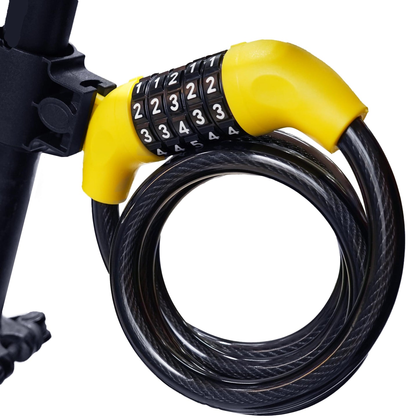 5-Digit Combination Bike Cable Lock, 12mm Heavy Duty Anti-Theft Bicycle Lock with Mounting Bracket, Resettable Security Lock, Weatherproof Zinc Alloy Cylinder for Bike, Scooter, Motorcycle