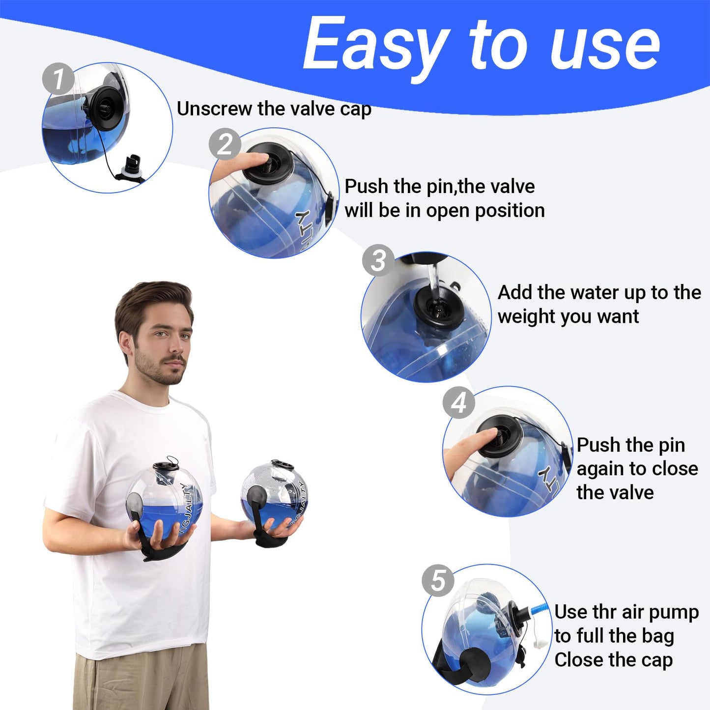 VIGJALTY Aqua Ball & Aqua Bag Combo | Adjustable Water Weight System for Unstable Load Training | Home Gym Equipment for Core Activation, Motor Control & All Fitness Levels