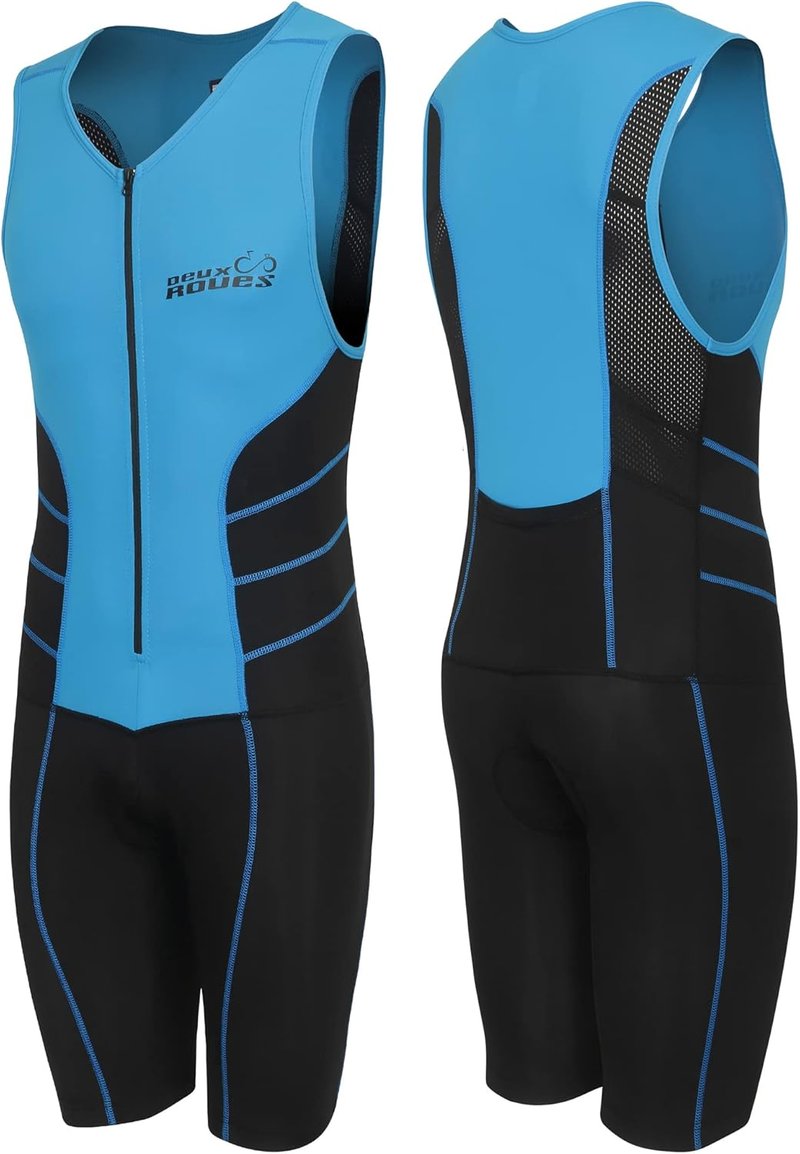 Men's Triathlon Suit - Sleek Sleeveless Racing Skin Suit with Bonus Race Bib Belt | Perfect for Cycling & Running
