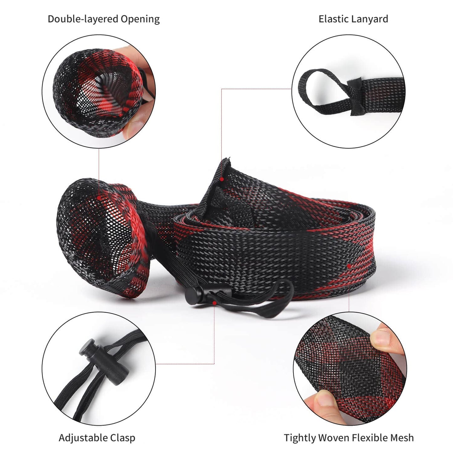 NATRUTH Rod Sock Fishing(10pcs)，Rod Sleeve Rod Covers 67inches/74.8inches Braided Mesh with Lanyard Rod Protector Pole Gloves Fishing Tools. Flat or Pointed End/Spinning for Casting Sea Fishing Rod