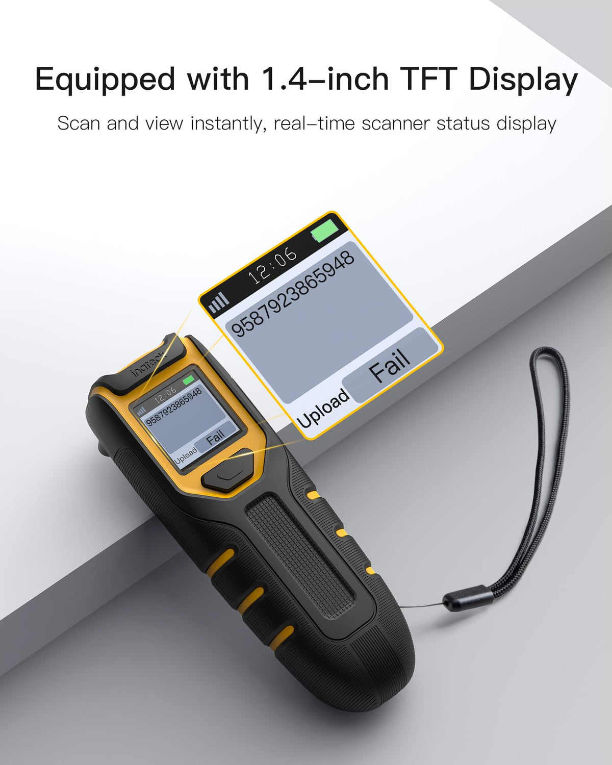 Inateck 2D Barcode Scanner Wireless, Mini Bluetooth Code Reader with Screen