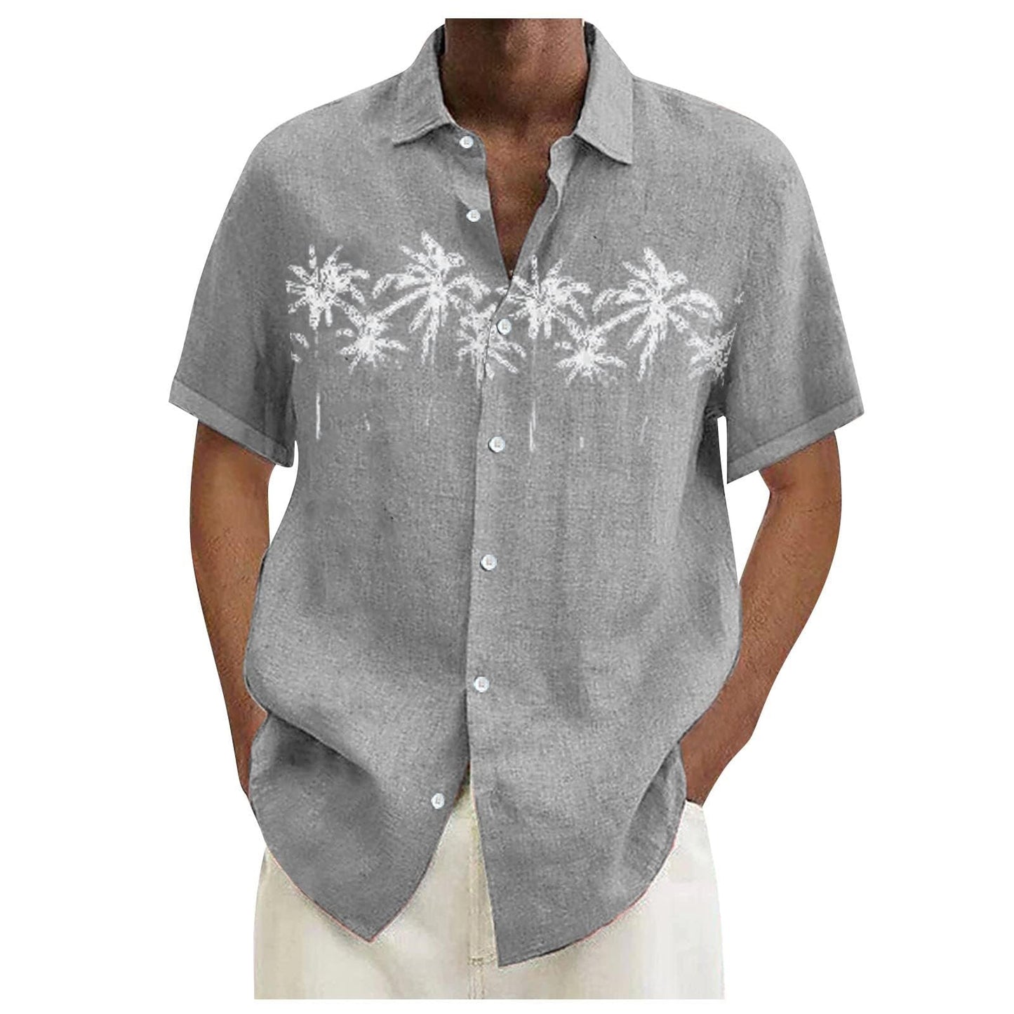 Generic Men Clothing Cotton Hawaiian Shirts for Men 4XL Mens Big and Tall Beach Shirts Short Sleeve Mens Short Sleeve Button Down Shirts Black Mens Graphic t-Shirts Big and Tall 6X, 06-grey