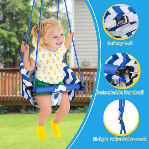 3 in 1 Toddler Swing & Jumper, Baby Swing & Bouncer for Outdoor Indoor Play, Baby Bouncer Jumper with Safety Seat, Foldable Metal Stand (Swing & Jumper Set)