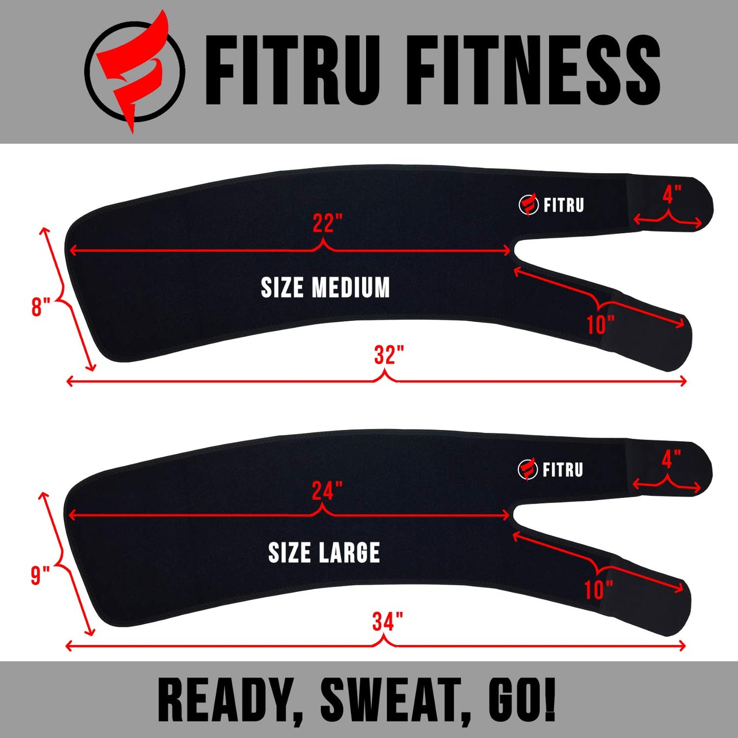 Fitru Premium Thigh Trimmers for Men & Women - Body Wrap Sauna Waist Trainer for Your Legs (Red, M: 31" X 8")