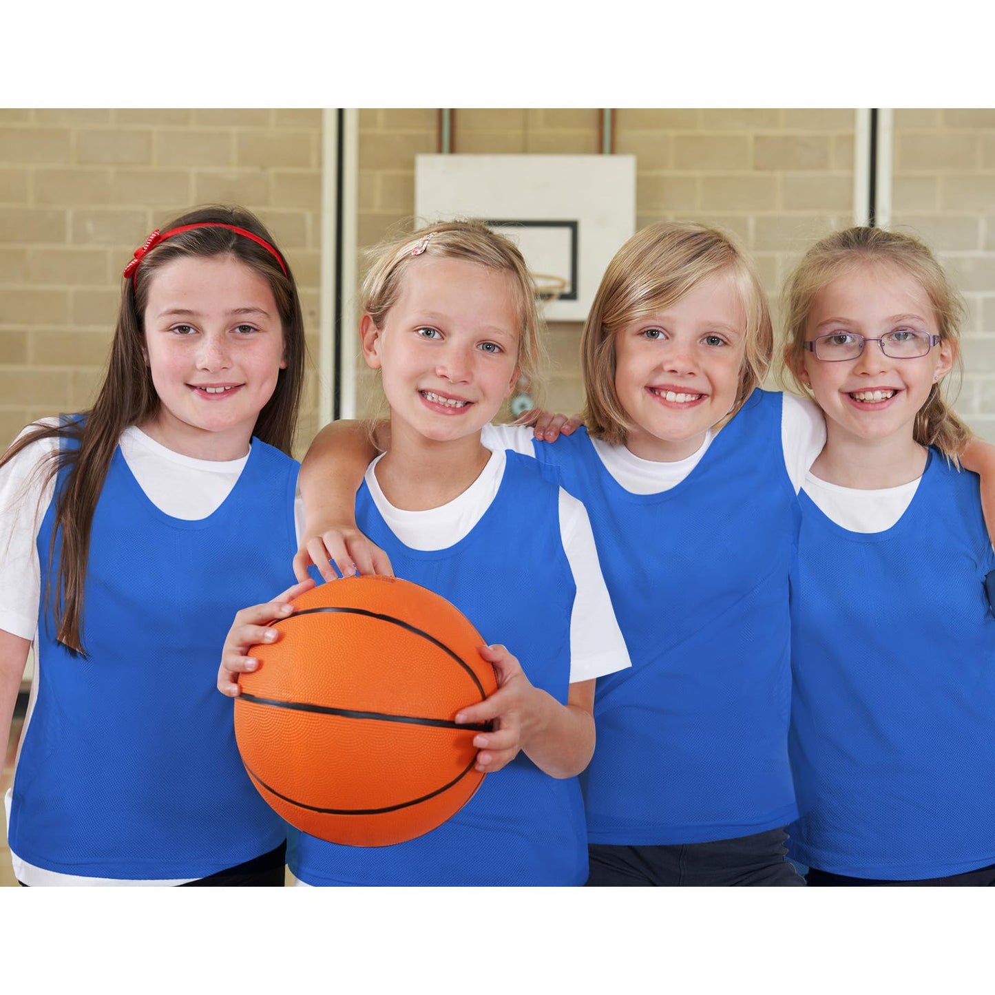 Newcotte 24 Pcs Pinnies Scrimmage Vests Team Practice Jersey Nylon Mesh Pennies for Soccer Basketball Sports (Blue,Adult, XL)