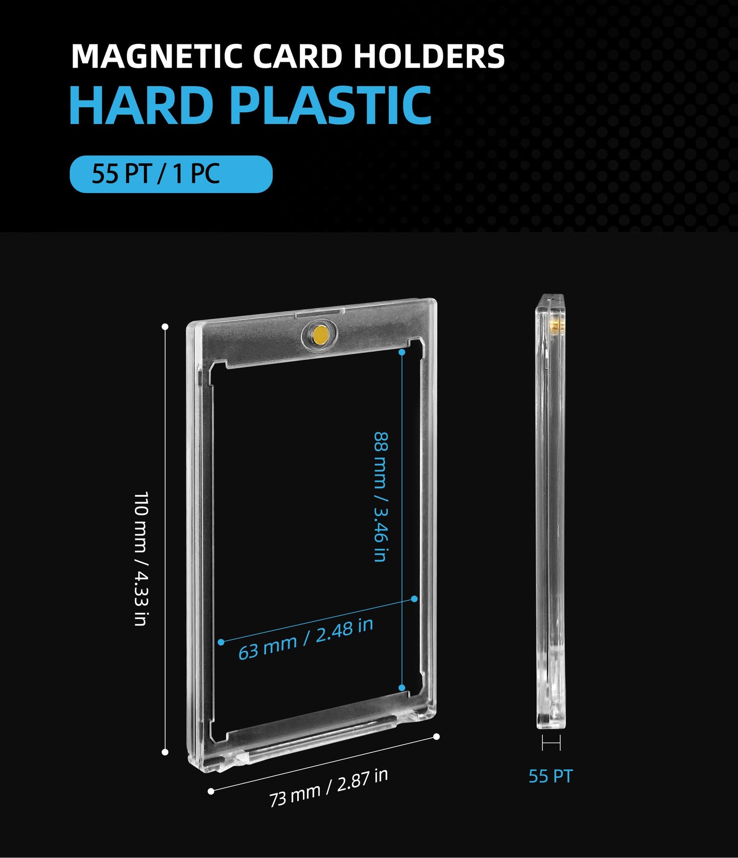 Archivalpro 55PT Magnetic Card Holder,Anti-uv,1PC/pk,Snap Card Holder,Hard Acrylic for Trading Card,Baseball Cards Holder