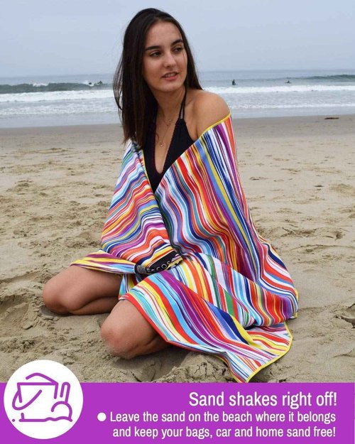 ECCOSOPHY Sandproof Beach Blanket and Quick Dry Microfiber Beach Towel Collection.