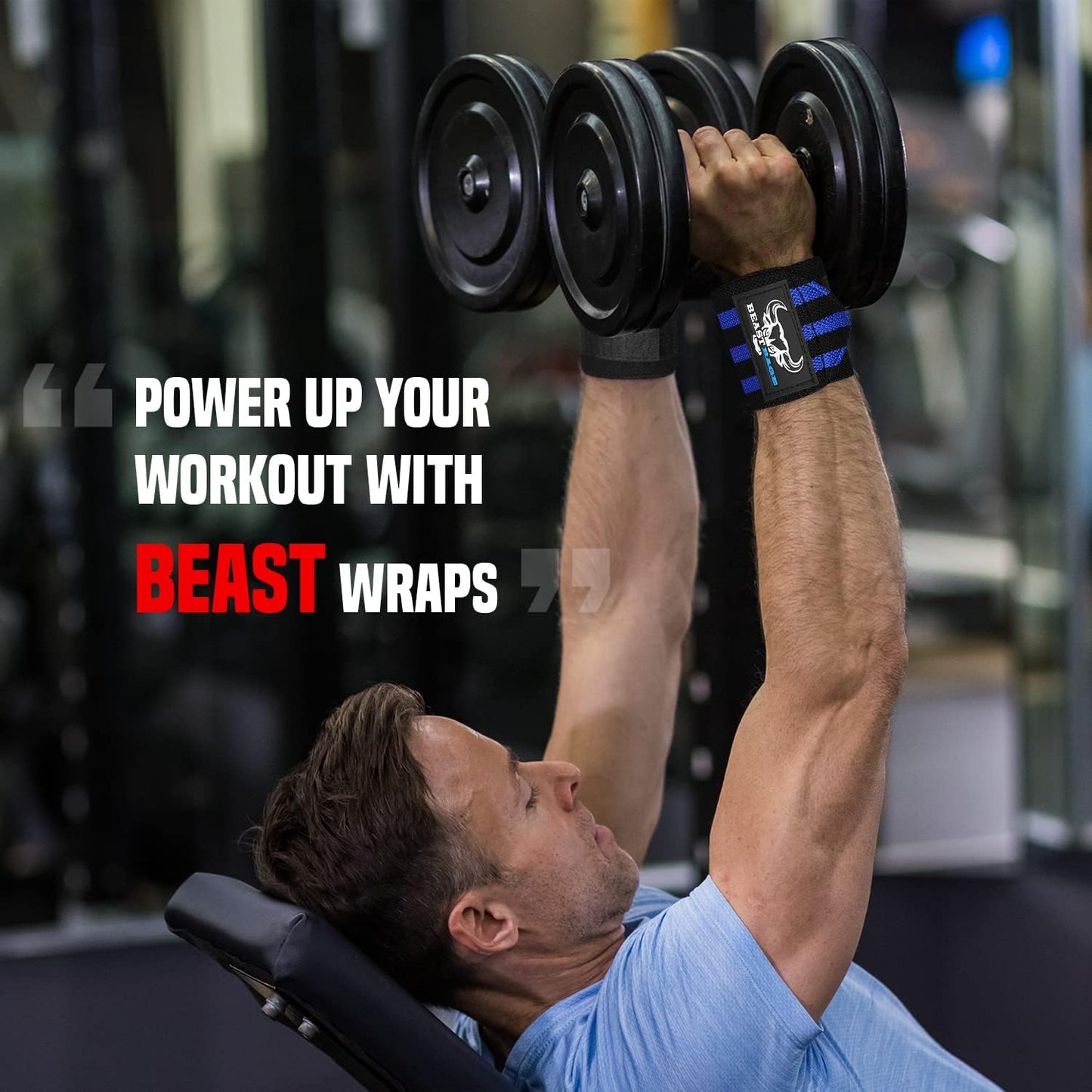 BEAST RAGE Wrist Wraps for Weightlifting - Adjustable Lifting Straps with Thumb Loop for Enhanced Support | Ideal for Powerlifting and Bodybuilding