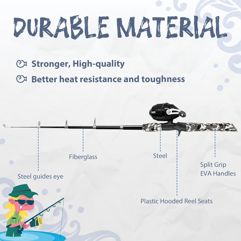 Kids Fishing Pole - Portable Telescopic Fishing Rod & Reel Combo Kit with Tackle Box & Net | Ideal for Boys & Girls