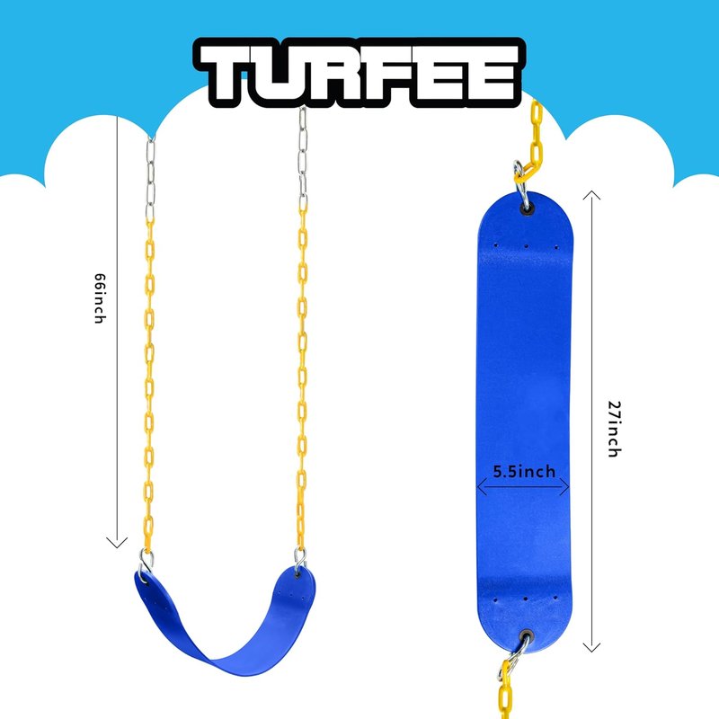 Outdoor Swing Set Replacement Kit - Heavy Duty Chains & 1 Seat for Kids | Blue