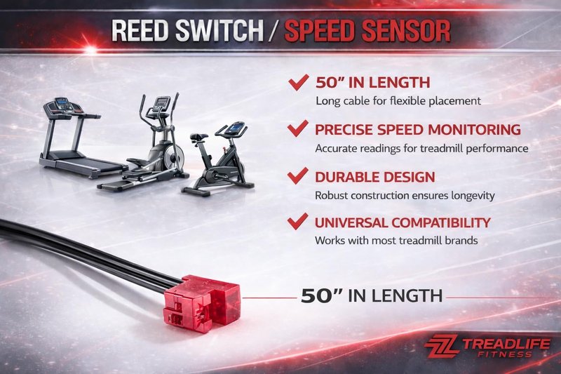 Treadmill Reed Switch - Speed Sensor - 52" Long (Replacement for NordicTrack, ProForm, Reebok, Gold's Gym, FreeMotion, HealthRider, and More)