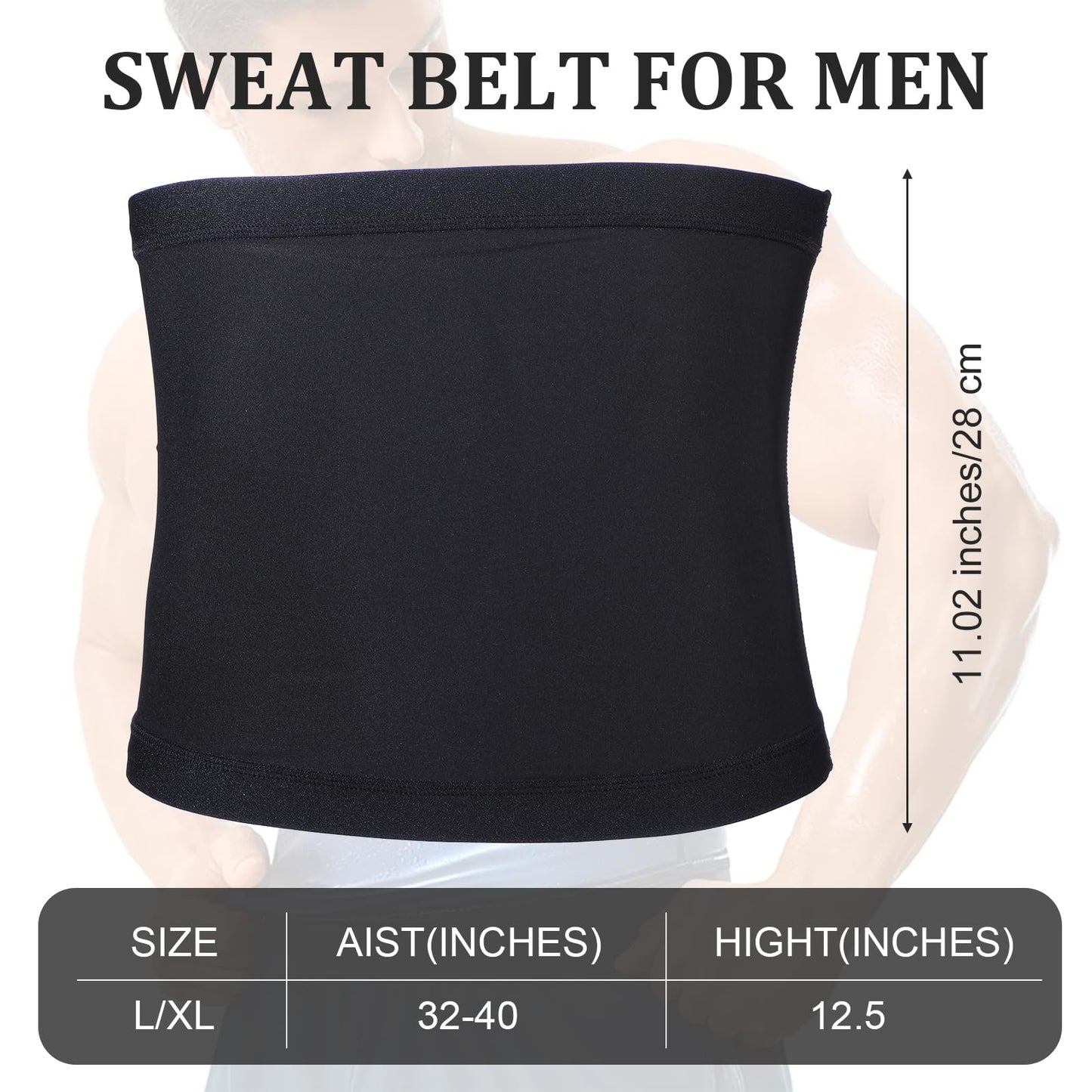 Qianyu Waist Trainer Trimmer Workout Stomach Wrap Belt Sweat Belt Band for Men Lower Belly Cincher Sauna Band Body Shaper Tummy Control For Bodybuilding Exercise Sculpt Gym Accessories