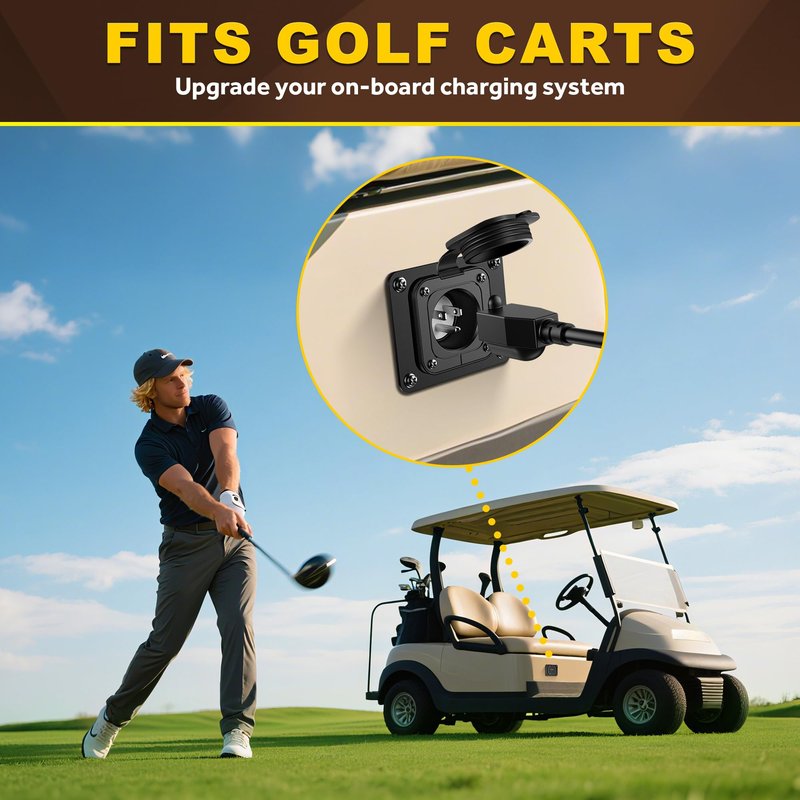 Bumbee Golf Cart Charging Port Adapter 4 Holes Compatible with Carts Charging Plug Part Type for Lithium Battery Conversion and On-Board Charging