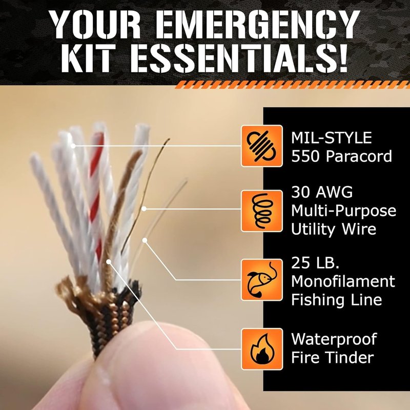 Patented Paracord 550 - Heavy Duty 620LB Strength Survival Cord for Camping & Outdoors | 25ft, 100ft, 500ft Options