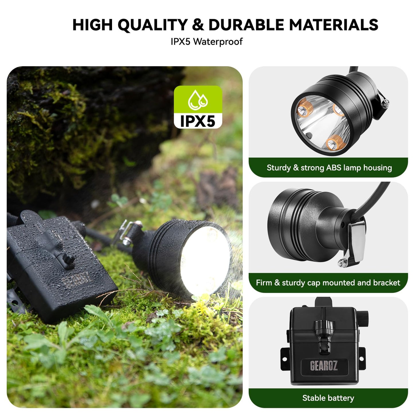 GearOZ Coon Hunting Headlight for Hog Predators Hunter Head Lamp, Camo Cap