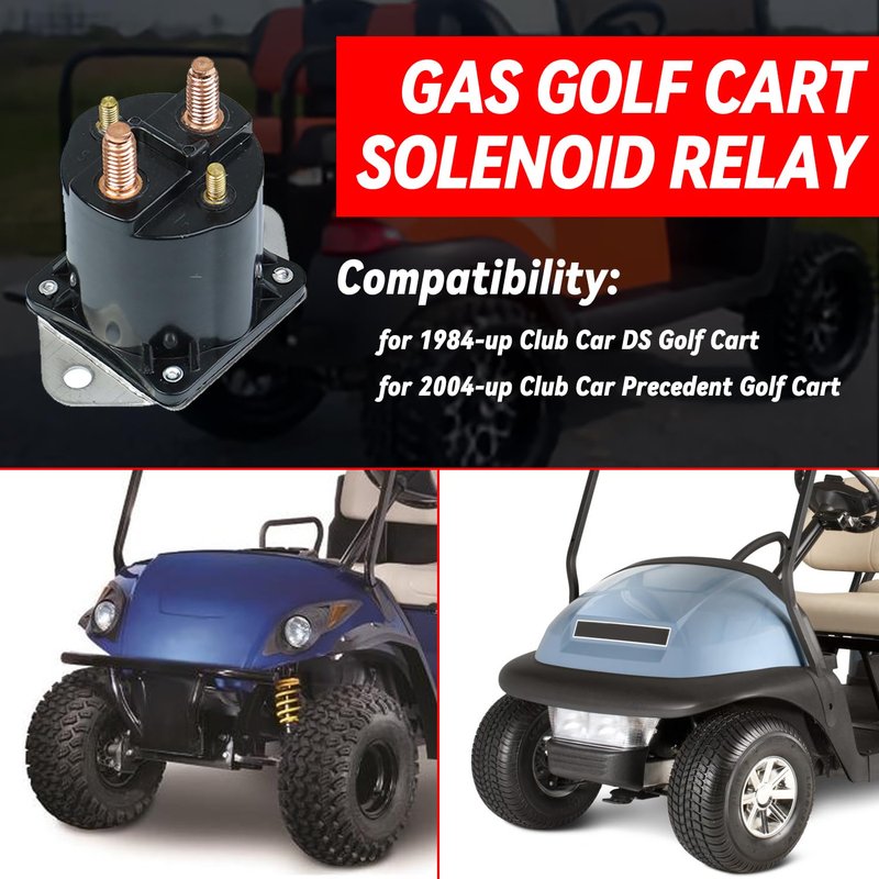 TXRXIZ Golf Cart Solenoid 12V Solenoid Relay Compatible with Club Car DS & Precedent 1984-up Gas Golf Cart 4 Terminal Starter Relay Replaces Part Number 1013609 435-154 1012275 1117 LPL6003