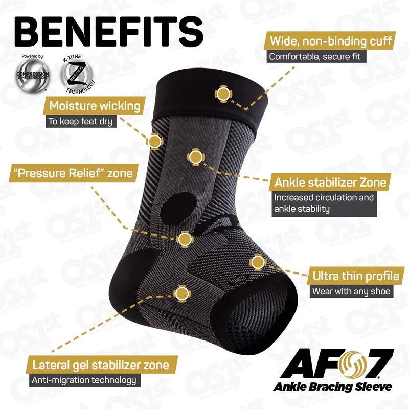 OS1st AF7 Ankle Bracing Sleeve Helps stabilize weak Ankles, Assist with Inversion sprains, Relieve Achilles tendonitis